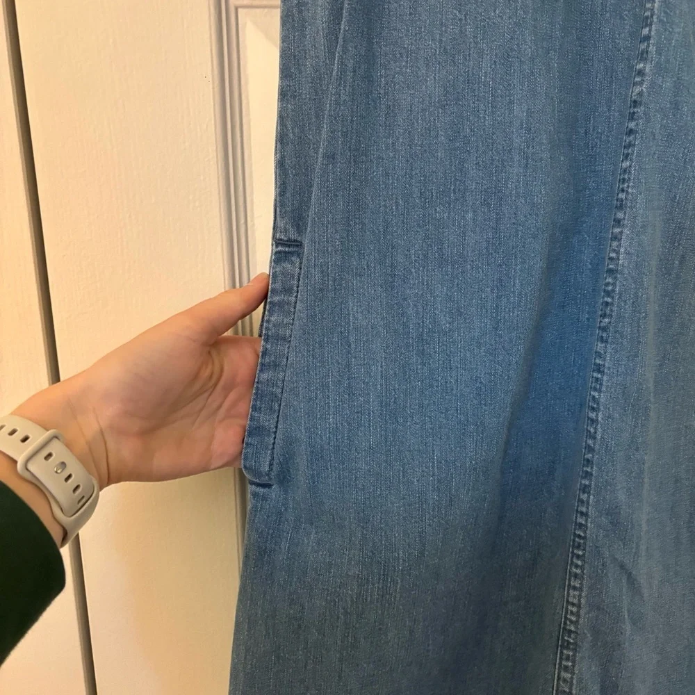 J. Crew Denim Cap Sleeve Dress Blue Medium Wash Cotton Summer Country M0568 4 - Picture 6 of 11